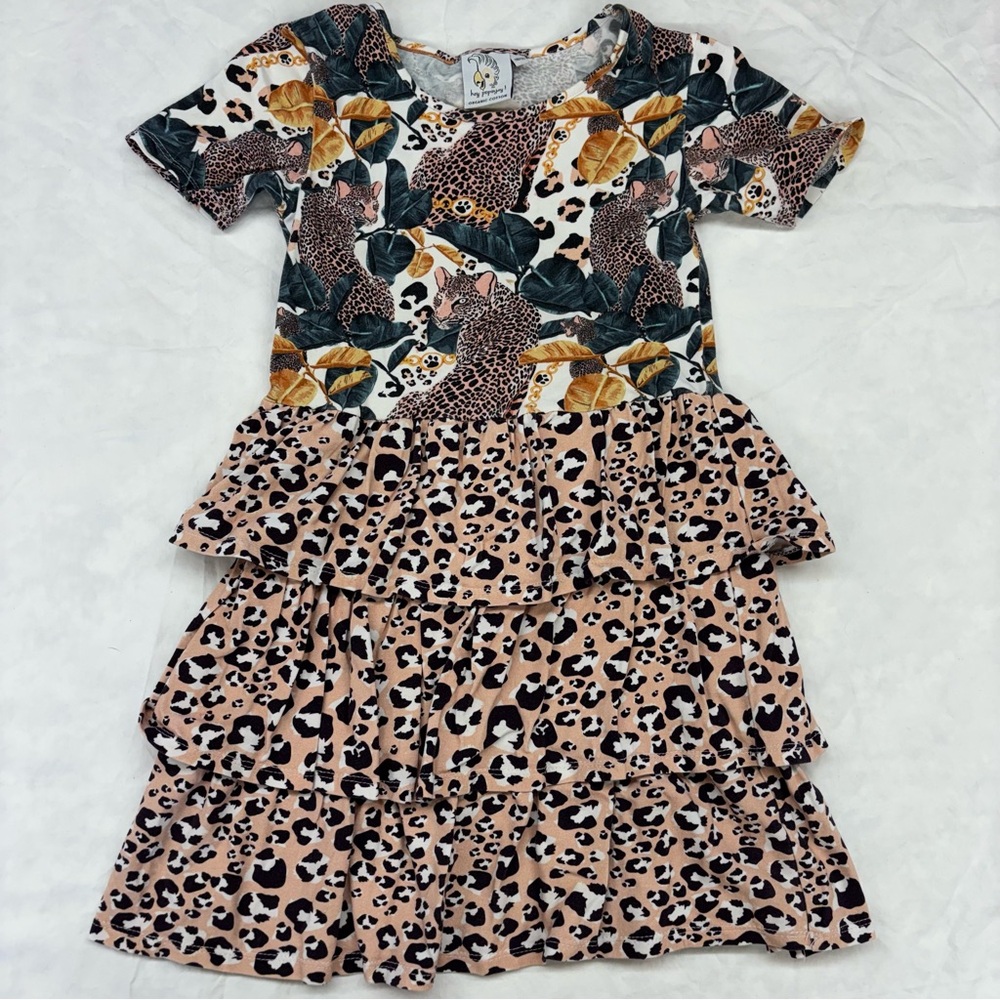 Hey PopinJay Kids Organic Big‎ Cat Sleeved Dress Size 116/122 VGUC